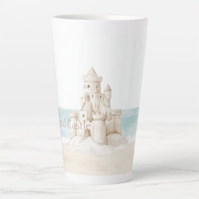Taza De Café Latte Castillo de Arena de Playa (Anverso)
