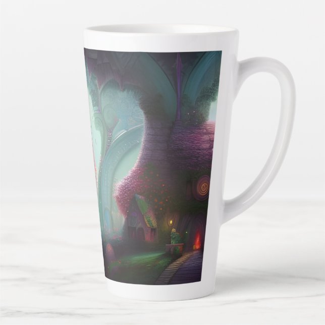 Taza De Café Latte Castillo de hadas en los bosques encantados (Derecha)