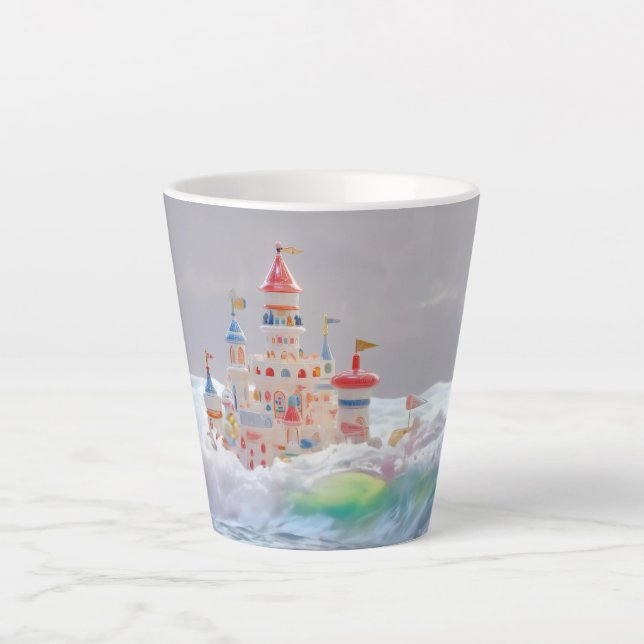 Taza De Café Latte Castillo Mágico en las Olas (Anverso)