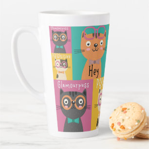 Taza De Café Latte Cat Dice Hey Memes Graciosos   