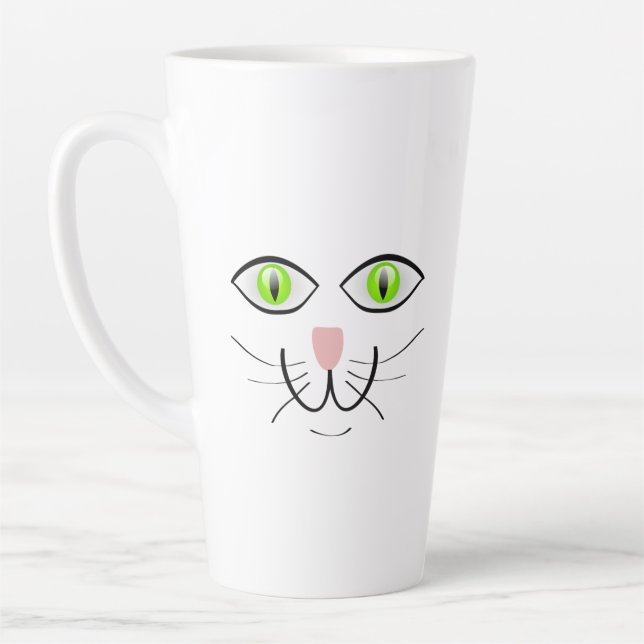Taza De Café Latte Cat Funny Face Cartoon-29034 (Izquierda)