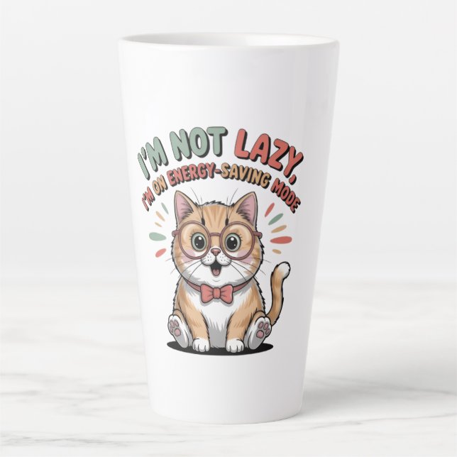 Taza De Café Latte Cat in Energy Saving Mode (Anverso)