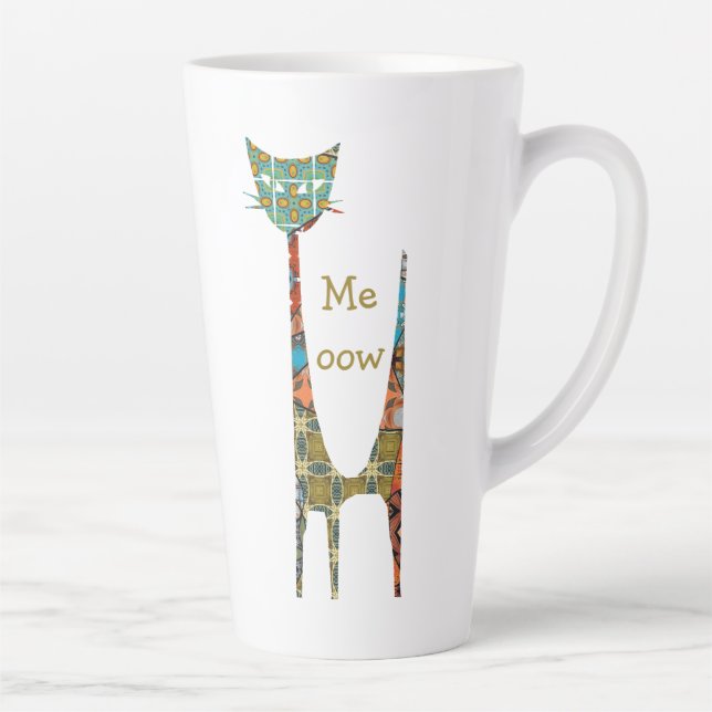 Taza De Café Latte Cat Meoow Latte Mug (Derecha)