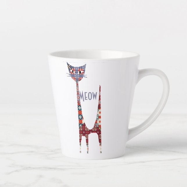 Taza De Café Latte Cat Meoow Latte Mug (Derecha)