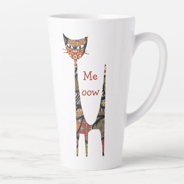 Taza De Café Latte Cat Meow Latte Mug (Derecha)