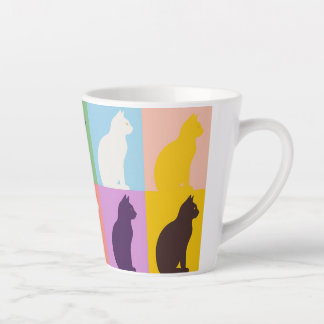 Taza De Café Latte Cat silhouette colorful