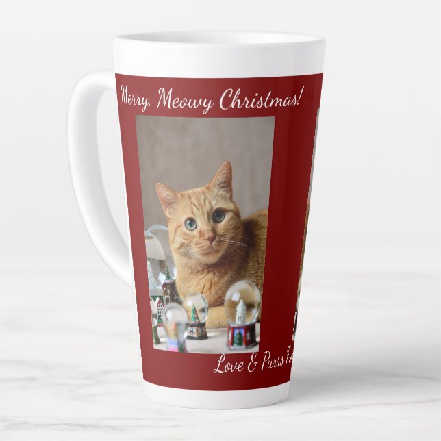 Taza De Café Latte Cat Snow Globe, Image Names Text, Customize,  (Ángulo izquierdo)