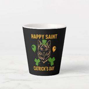 Taza De Café Latte Cat St. Patrick's Day para los amantes del gato