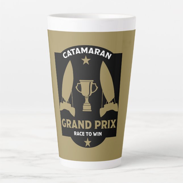 Taza De Café Latte Catamaran Hydrofoil Sailboat Carreras (Anverso)