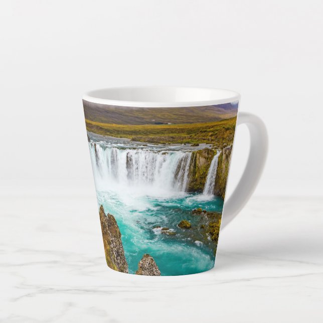 Taza De Café Latte Catarata de Godafoss, Islandia (Ángulo derecho)