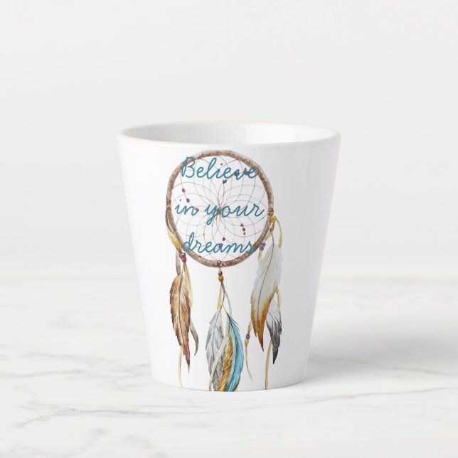 Taza De Café Latte Catcher del sueño turquesa marrón (Anverso)