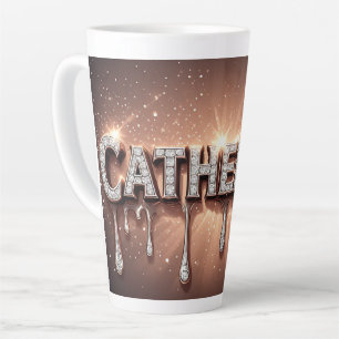 Taza De Café Latte Catherine Nombre en Oro Goteante