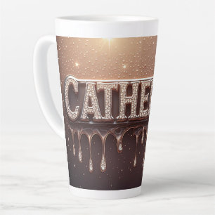 Taza De Café Latte Catherine Nombre en Oro Goteante