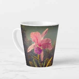Taza De Café Latte Cattleya Orchid y tres Hummingbirds Heade