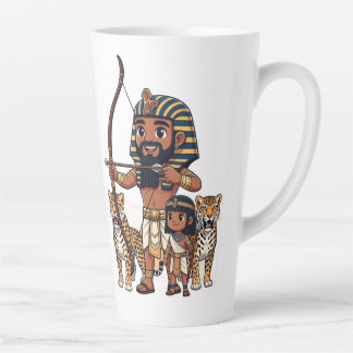 Taza De Café Latte Caza del Antiguo Egipto con leopardos