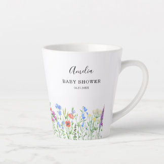 Taza De Café Latte Celebración de Baby Shower con Flores Silvestres M