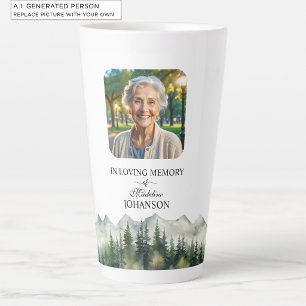 Taza De Café Latte Celebración de la vida de montañas y árboles Recue
