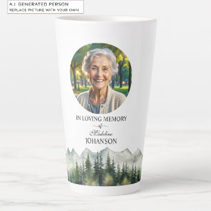 Taza De Café Latte Celebración de la Vida de Montañas y Árboles Recue