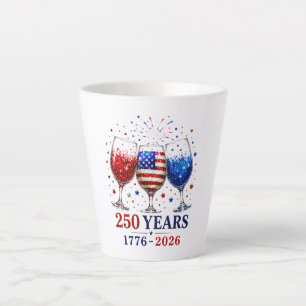 Taza De Café Latte Celebración del vaso de vino patriótico de 250 año