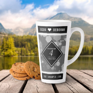 Taza De Café Latte Celebración elegante del 4º aniversario de bodas d