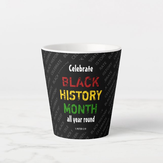 Taza De Café Latte CELEBRAR HISTORIA NEGRA Motivacional (Anverso)