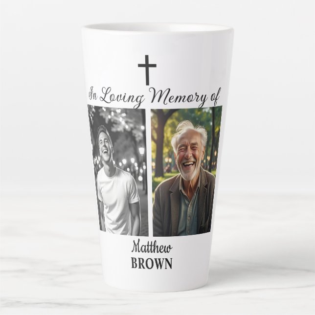 Taza De Café Latte Celebration Of Life 2 Photos Funeral White (Anverso)