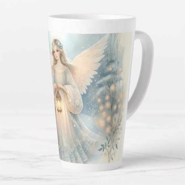 Taza De Café Latte Celestial Winter Angel Lantern of Grace (Ángulo derecho)
