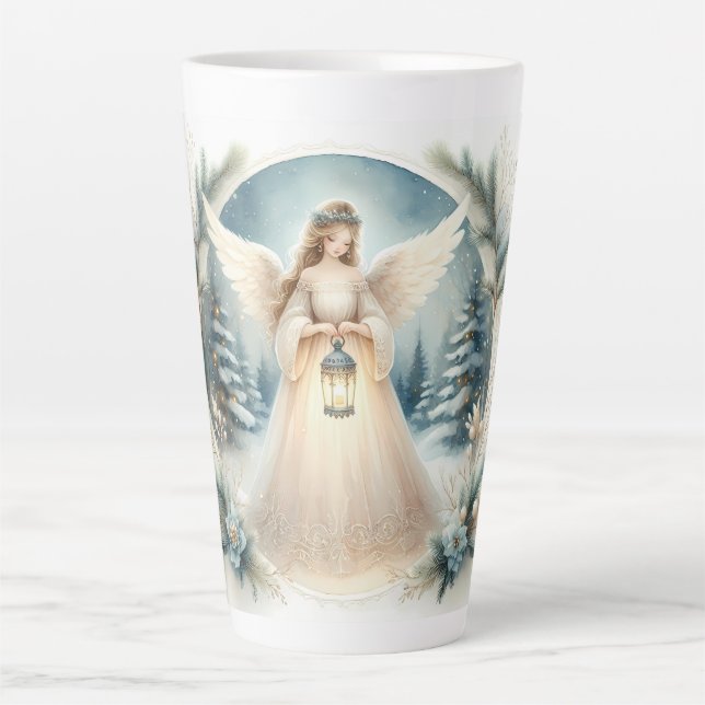 Taza De Café Latte Celestial Winter Angel Lantern of Hope (Anverso)