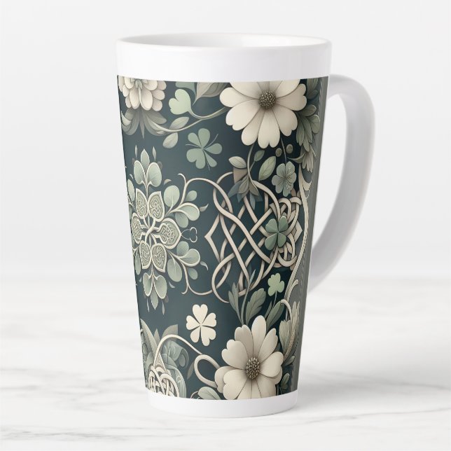 Taza De Café Latte Celtic Clover Floral Charm (Ángulo derecho)