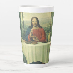 Taza De Café Latte Cena de Vintage en Emmaus con Jesucristo