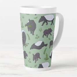 Taza De Café Latte Cena familiar de tapires en verde