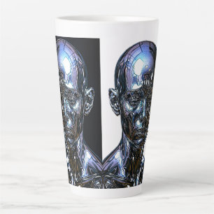 Taza De Café Latte Centinela de Cromo Cibernético