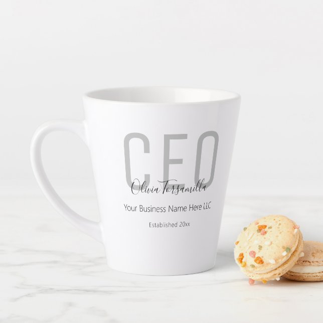 Taza De Café Latte CEO de Gray Black Name (In situ)