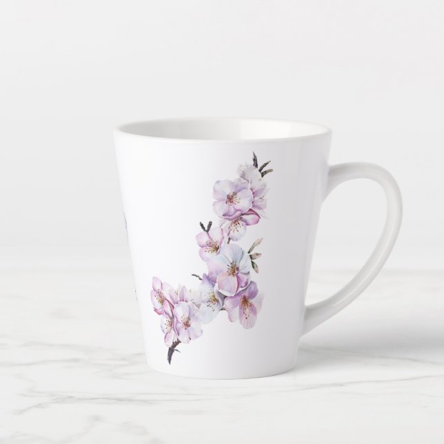 Taza De Café Latte Cerámica de cerezo rosa (Derecha)