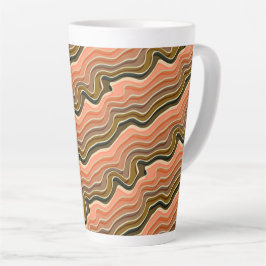 Taza De Café Latte Cerámica de flujo retro | Earthy Wavy Pattern Latt