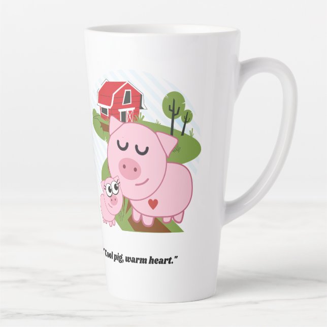 Taza De Café Latte Cerdo Cool Corazón Cálido (Derecha)