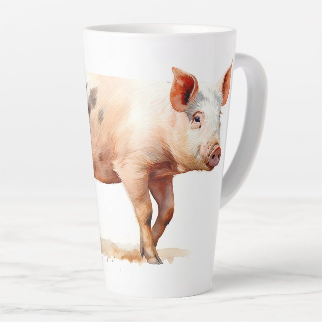 Taza De Café Latte Cerdo rosa (Ángulo derecho)