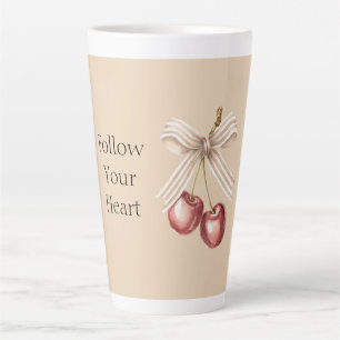 Taza De Café Latte Cerezas Rojas Tazón de Crema