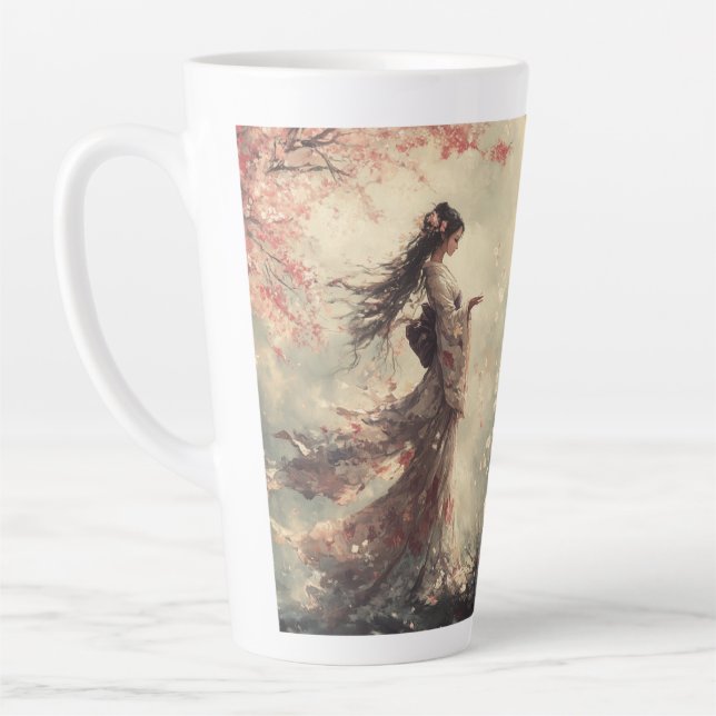 Taza De Café Latte Cerezos en flor latte mug (Izquierda)