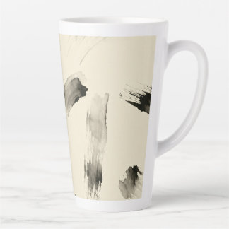 Taza De Café Latte Charcoal Strokes Pattern | Minimal Beige Abstract 