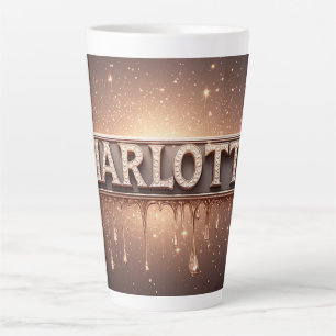 Taza De Café Latte Charlotte Nombre en Oro Goteante