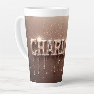 Taza De Café Latte Charlotte Nombre en Oro Goteante