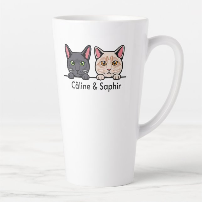 Taza De Café Latte Chats en famille (Derecha)