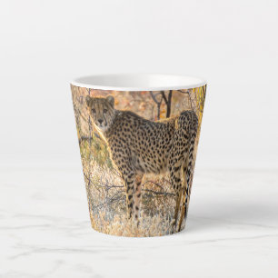 Taza De Café Latte Cheetah mirando alrededor