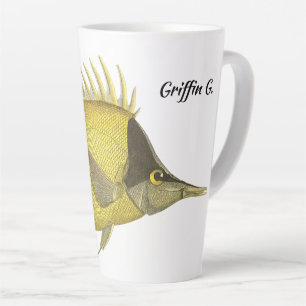 Taza De Café Latte Chelmon Tropical Amarillo Longirostris, Pescado Vi