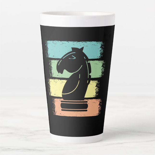Taza De Café Latte Chess Horse Retro (Anverso)