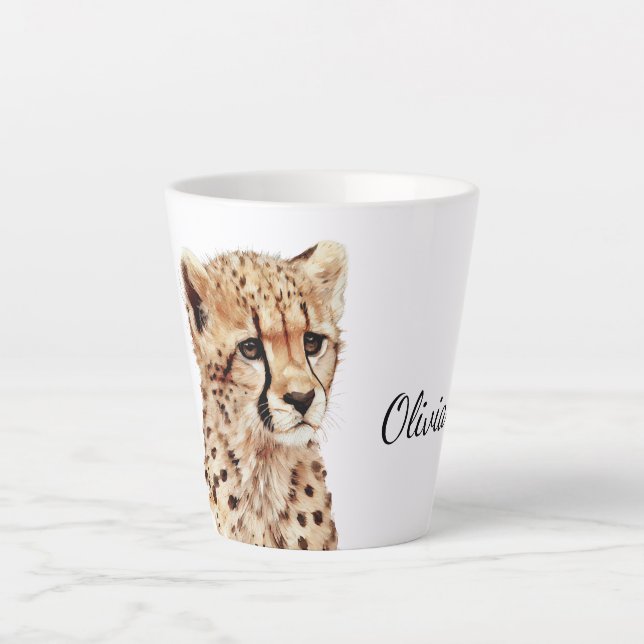 Taza De Café Latte Chetah Face personalizado (Anverso)