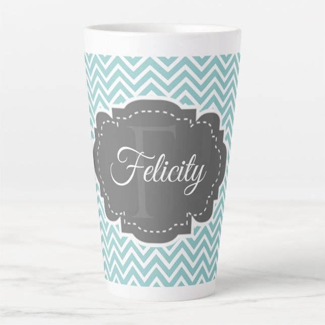 Taza De Café Latte Chevron Personalizado Latte Mug (Anverso)