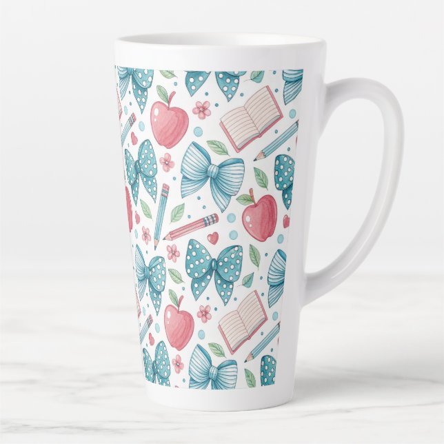 Taza De Café Latte Chic Girly Pattern Teacher (Derecha)
