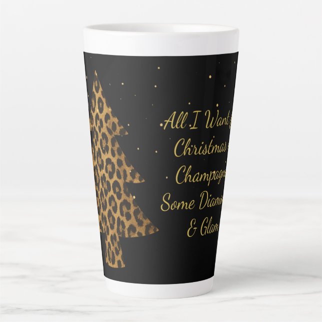 Taza De Café Latte Chic Holiday Leopard Tree Design (Anverso)